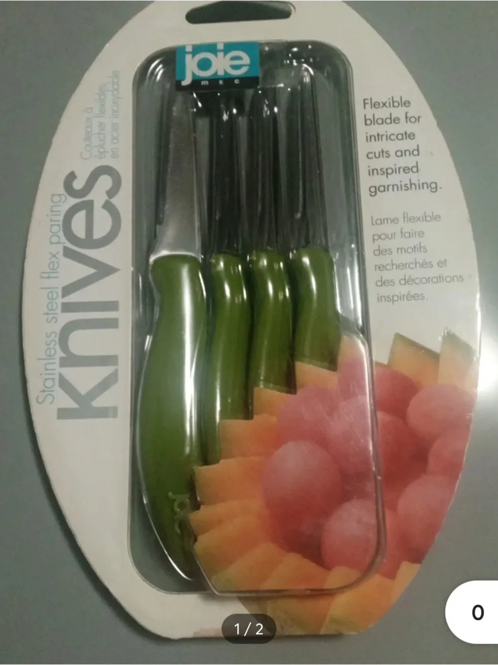 Joie Green Handle Stainless Steel Flex Paring Knife Set